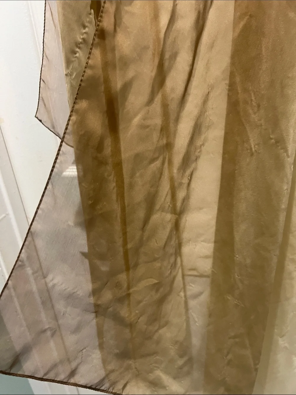 Ralph Lauren Two-Tone Sheer Silk Wrap Scarf in Cream and Brown - Picture 3 of 6